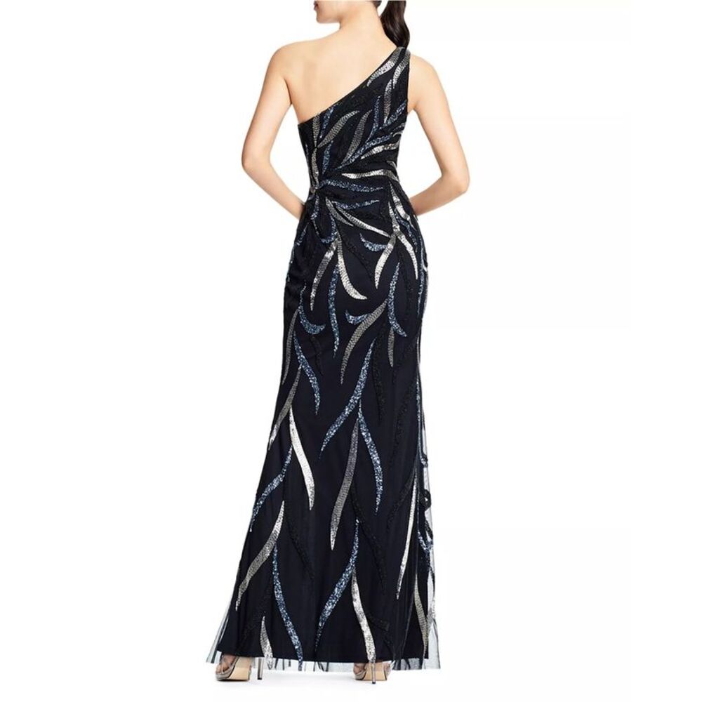 Aidan Mattox Womens Beaded Gown Asymmetrical Dress, NWT - Picture 2 of 2